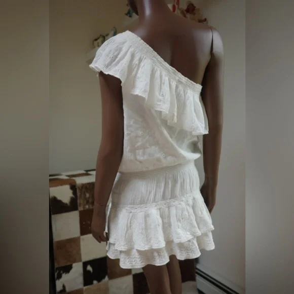 JOIE KOLDA One-Shoulder Cotton Dress White Size Xs Send OFFERS - Picture 4 of 9